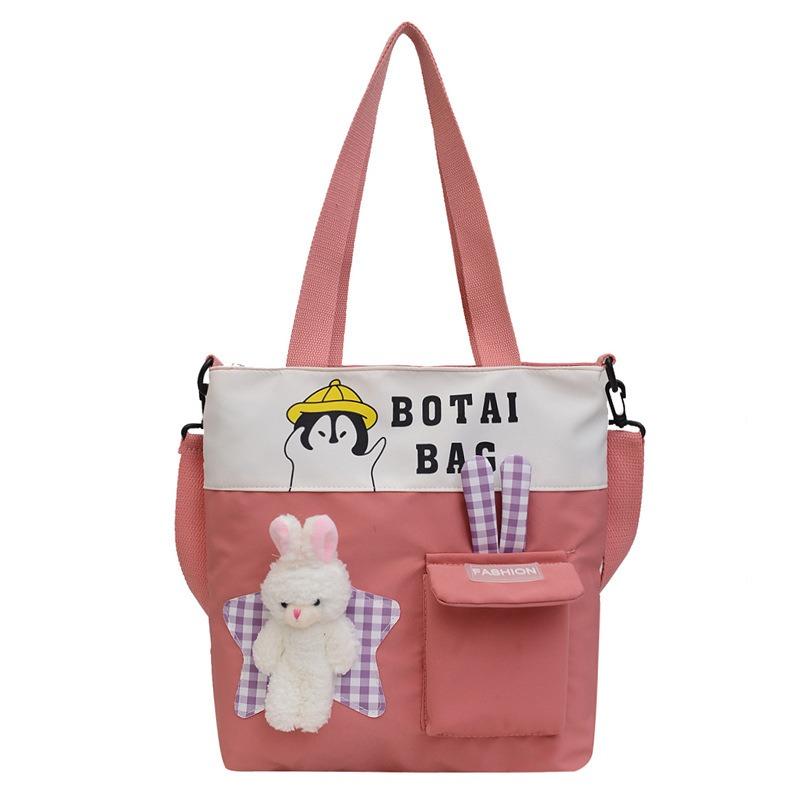 Tuition Bag Junior High School Students Large-capacity New Contrasting Color Shoulder Bag Sweet Messenger Bag