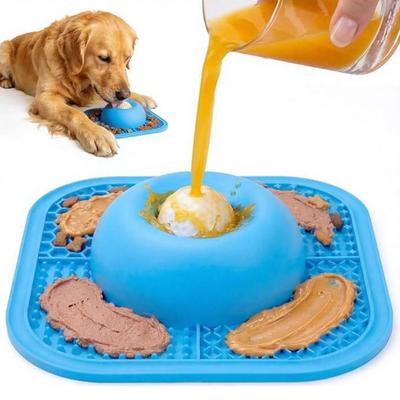 Slow Feeder Dog Bowl for Liquid Treat, Dog Bowl with Licking Ball, Dog Lick Bowl for Safe Eating, Bone Broth, Yogurt, Wet Dog Food