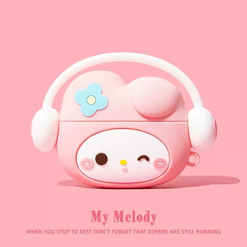 

For Airpods 1 2 3 4 Pro Pro 2 Pro 3 KT Kuromi Melody Listen To Music Silicone Earphone Case Accessories Cover Airpods 1 or 2