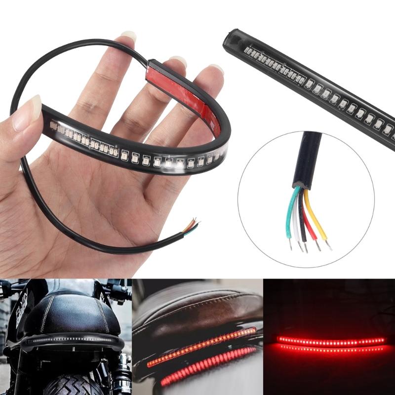 Universal Motorcycle LED Tail Light Bar 48 LED Flexible Strips Brake Running Turn Signal Light Daytime Running Light