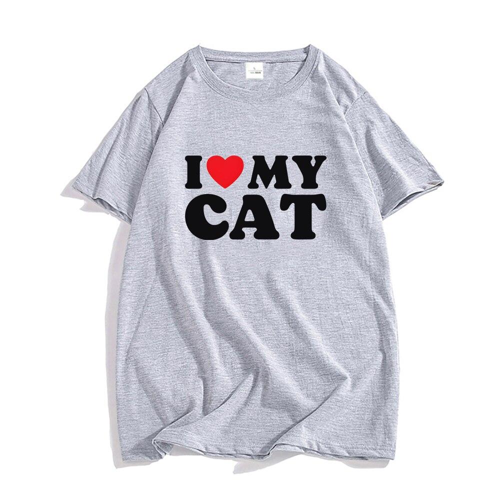 I Love My Cat T-shirt Harajuku Letter Print Heart Graphic Unisex Tshirt Summer Short Sleeve Women T Shirt