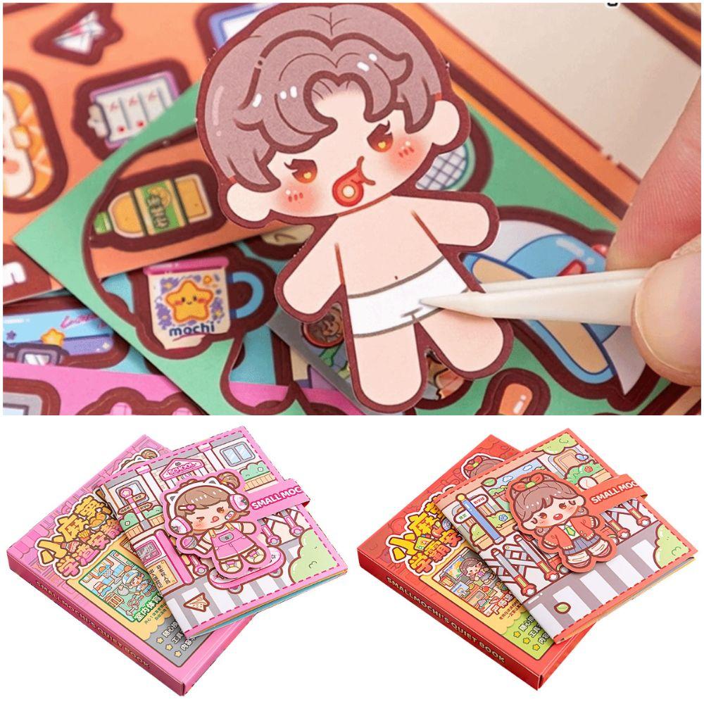 Kawaii Çok Renkli Aktivite Kitapları Kağıt El Yapımı Meşgul Kitap Sahne Malzemesi Karikatür Tasarım Malzemesi Sticker Kitabı Çocuklar İçin Öğrenme