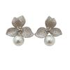 Nadel Leichter Luxus Blütenblatt Perlen Ohrringe Design Temperament High-End Blume Zirkonia Ohrstecker Ohrschmuck