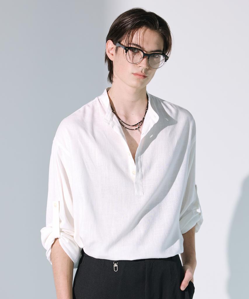 SSY Linen Concho Roll-Up Shirt White