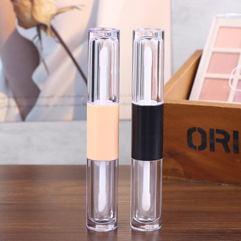 1Pcs Double-Ended 2-In-1 Oval Flat Empty Lip Gloss Tubes With Wand Leak Proof Refillable Packaging Plastic Bottle Travel Kit