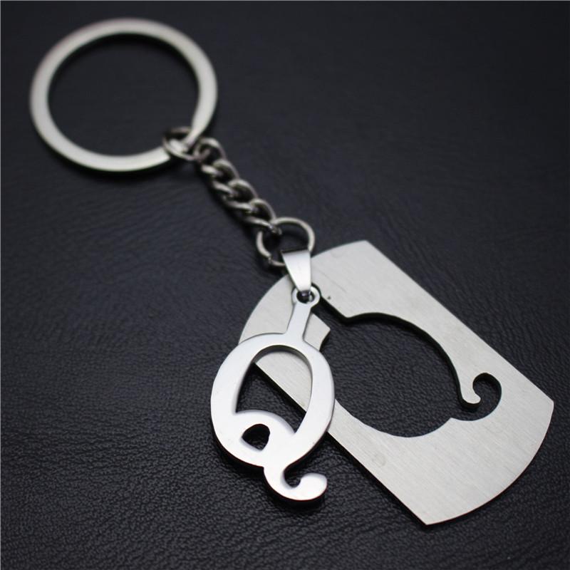 2022 DIY A-Z Letters Key Chain For Name Silver Color Steel Keychain Women Men Car Key Ring Simple Key Holder Party Gift