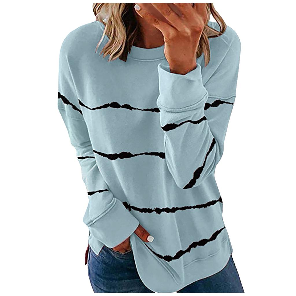 Women's Casual  Contrast Color Long Sleeve Top Pullover Sweatshir