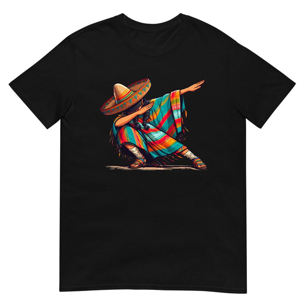 Cinco de Mayo T-Shirt - Dabbing Mexican Woman Poncho & Sombrero Dab Funny Tee S разноцветный