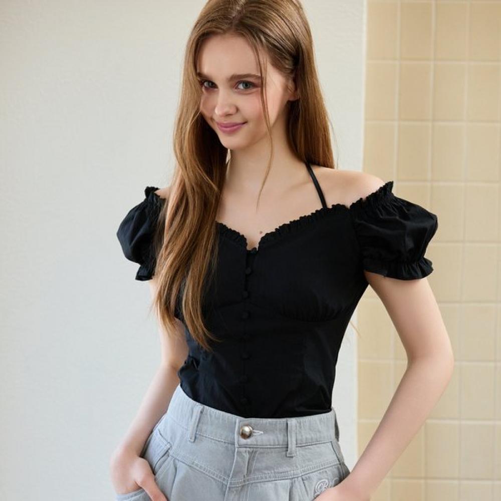 EGOIST Halterneck Ruffle Blouse Blue Es2obl07