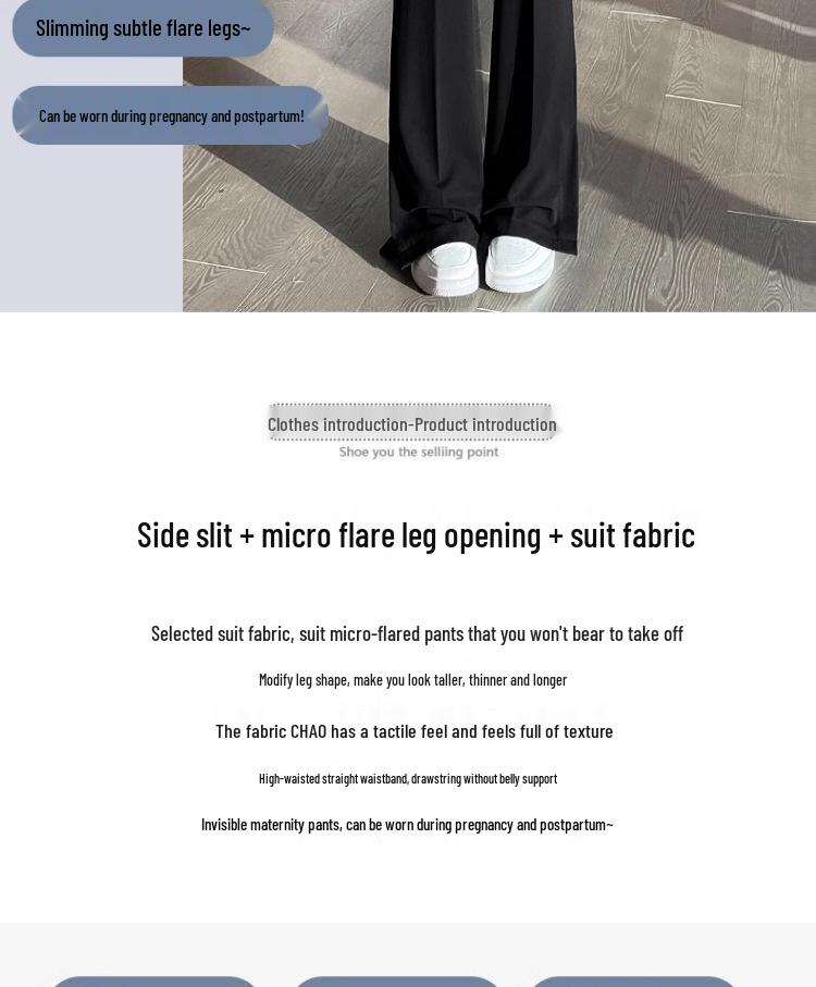 2026 Herfst/Lente Afslankende Zwangerschapsbroek met Micro-flare en Split