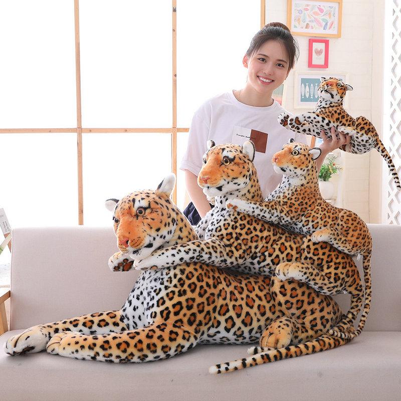Hot Forest King Multisizes Simulation Stuffed Wild Animal Cheetah Plush Black Panther Leopard Gentle Playthings Home Decoration Present