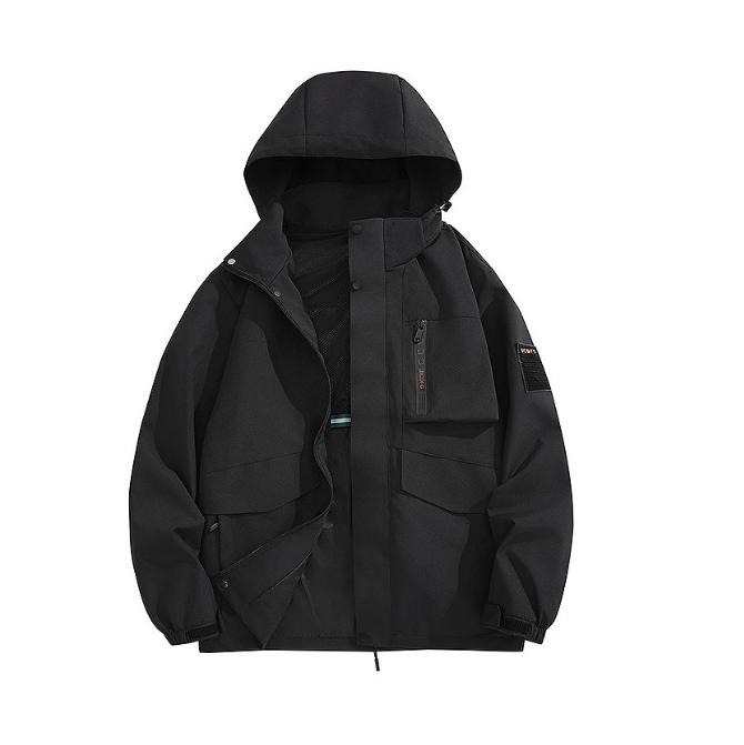 

Весенне-осенняя ветрозащитная и водонепроницаемая рабочая куртка для мужчин, свободный крой для подростков, повседневная куртка для штурмового костюма на открытом воздухе 8XL чёрный