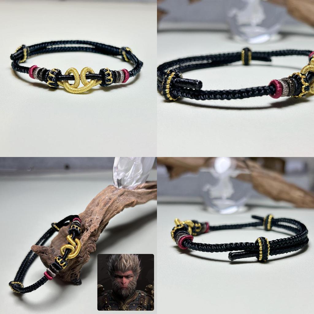 Handcrafted Wukong Themed Colorful Handwoven Bracelet With Traditional Eastern Aesthetics For Couples Gift