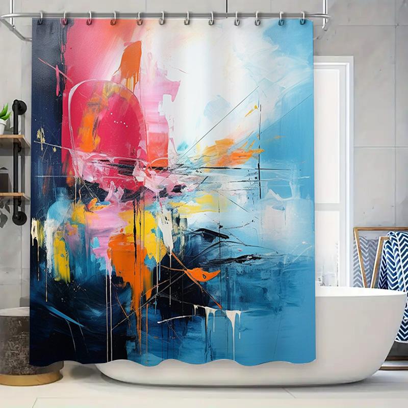 

Abstract Art Shower Curtain Colorful Watercolor Design For Bathroom Decor W60H190(CM)-1 Pcs