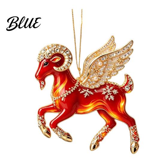 Acrylic Goat Hanging Ornament Christmas Tree Pendant Decorative with Decoration Rhinestone Golden Cord for New Year Party Xmas Pendant