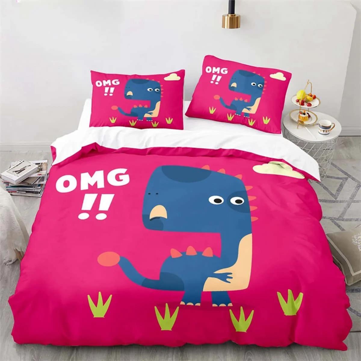 

Trendy Comfortable Twin Cartoon Dinosaur Cute Animal For Kids Boys Girls Decor Polyester With Pillowcases Comforter Comforter (quilt)-EU Single(135*200cm)3pcs