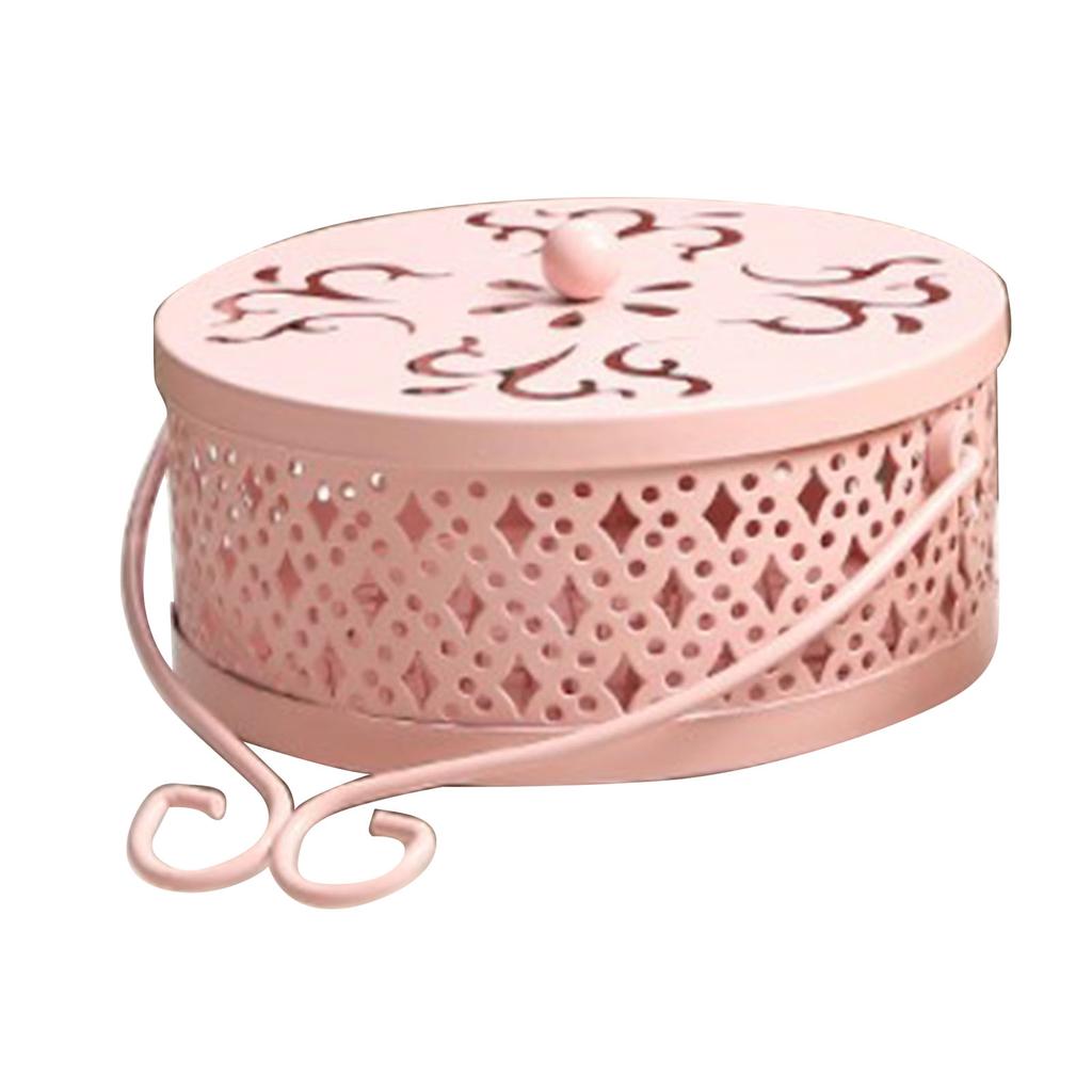 Mosquito Coil Holder Retro Portable Iron Art Fireproof Mosquito Incense Box with Lid for Home