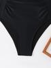 Sexy V Neck Halter Lace Up Pleated Slim Waist Bikini Swimsuit For Beach