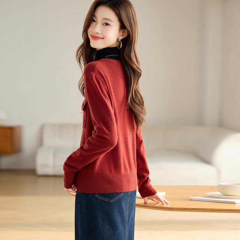 Women's Short Knitted Wool Blend Cardigan