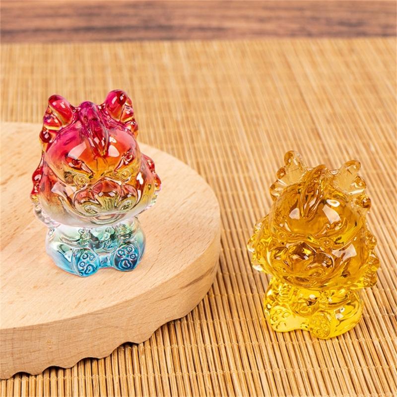 Crystal Dragon Sculpture Colorul Animal Figurine Ornament Bring Fortune and Wealth 2024 New Year Twelve Zodiac Statue