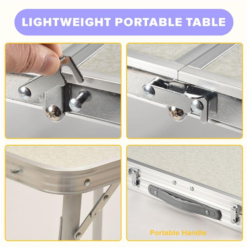 ABMH-Lightweight Folding Camping Table Portable-Aluminum Foldable Picnic Table,Collapsible Dining Table For Indoor Outdoor