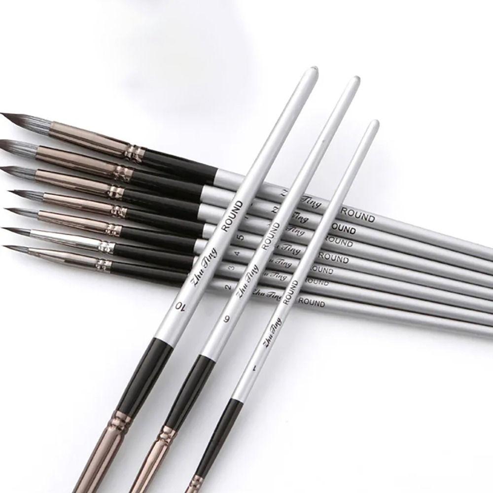 10Pcs/Set Wooden Handle Artist Paintbrushes Nylon Drawing Kit  for Acrylic Oil Painting