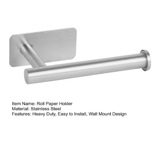 Stainless Steel Roll Paper Holder Self-adhesive Wall Mount Bathroom Toilet Paper Holder Kitchen Paper Towel Dispenser Storage Rack