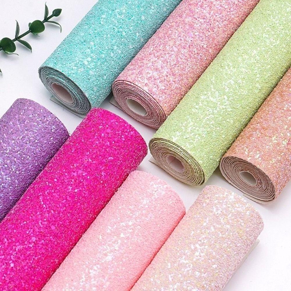 Colorful Glitter Glitter PVC Leather Fabric Sparkling Powder Faux Leather  Bag Making Material