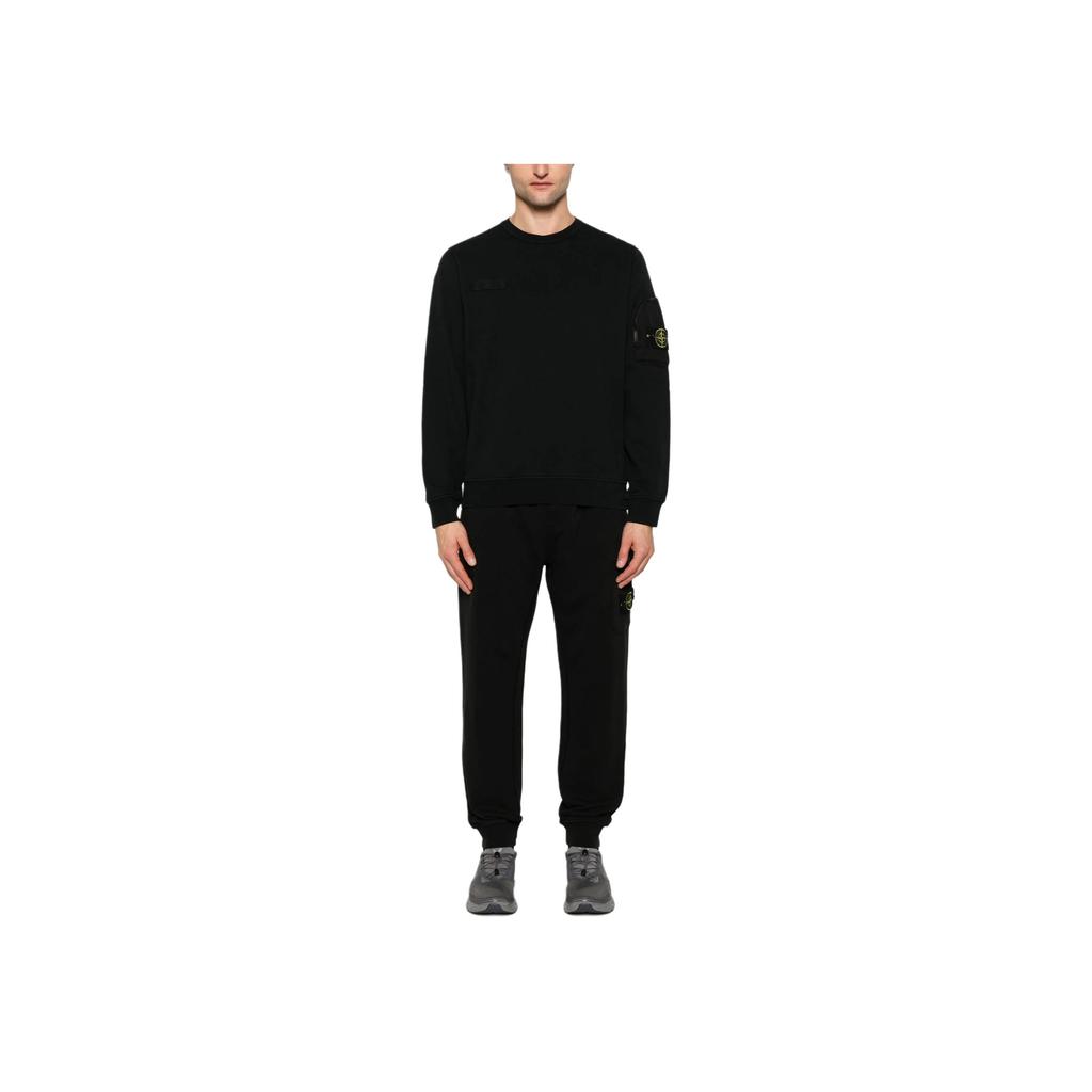 Stone Island Ss25 Logo Arm Zipper Pocket Cotton Crew Neck Long Sleeve Sweatshirt Unisex sweatshirt Black K1S156100003S0123-V0029