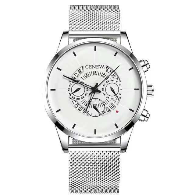 Business Leisure Watch, Transparent Hollow Non-Mechanical Men'S And Women'S Alloy Mesh Belt Calendar Watch