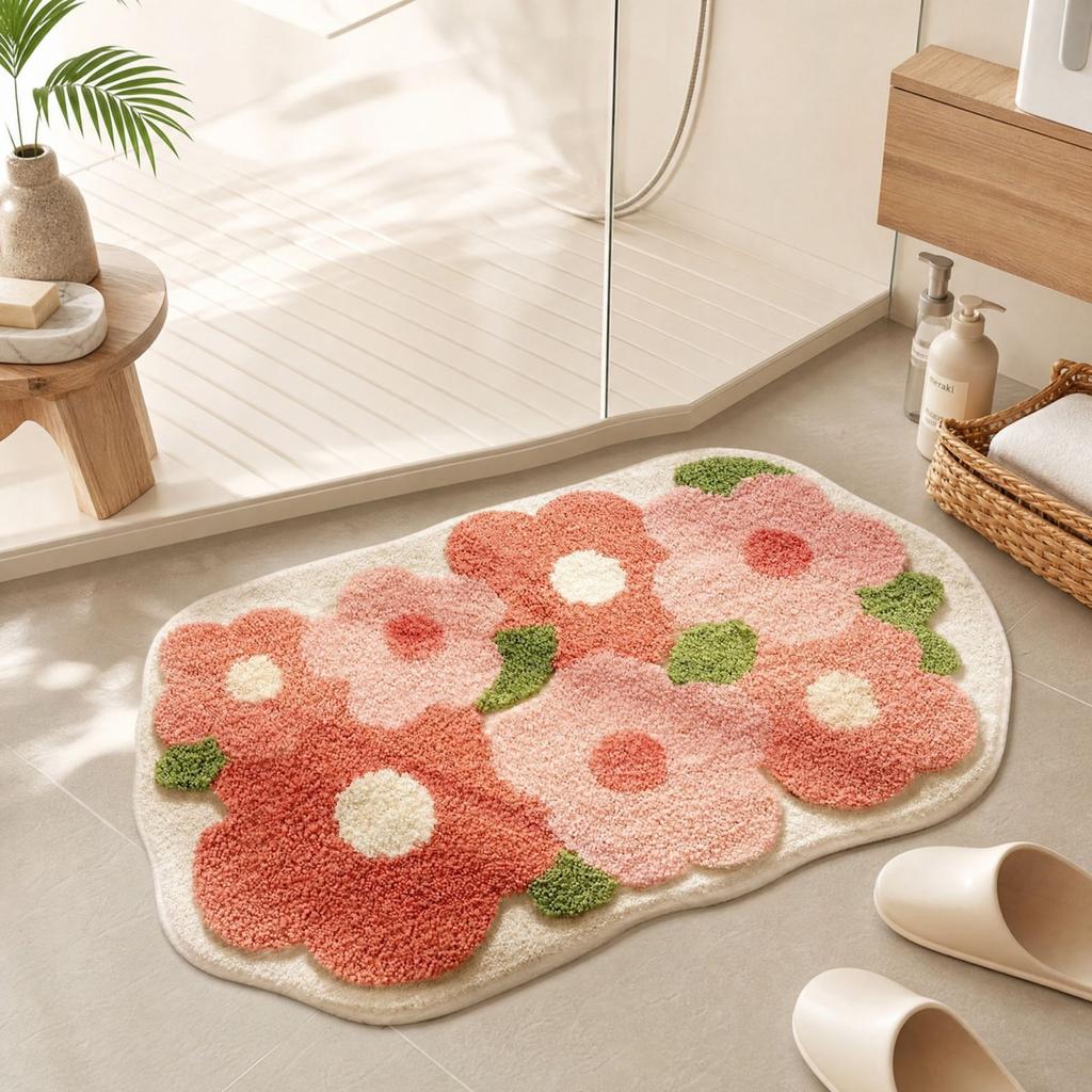 Flower Sea Modern Beach Bathroom, Warm Easy Clean Floor