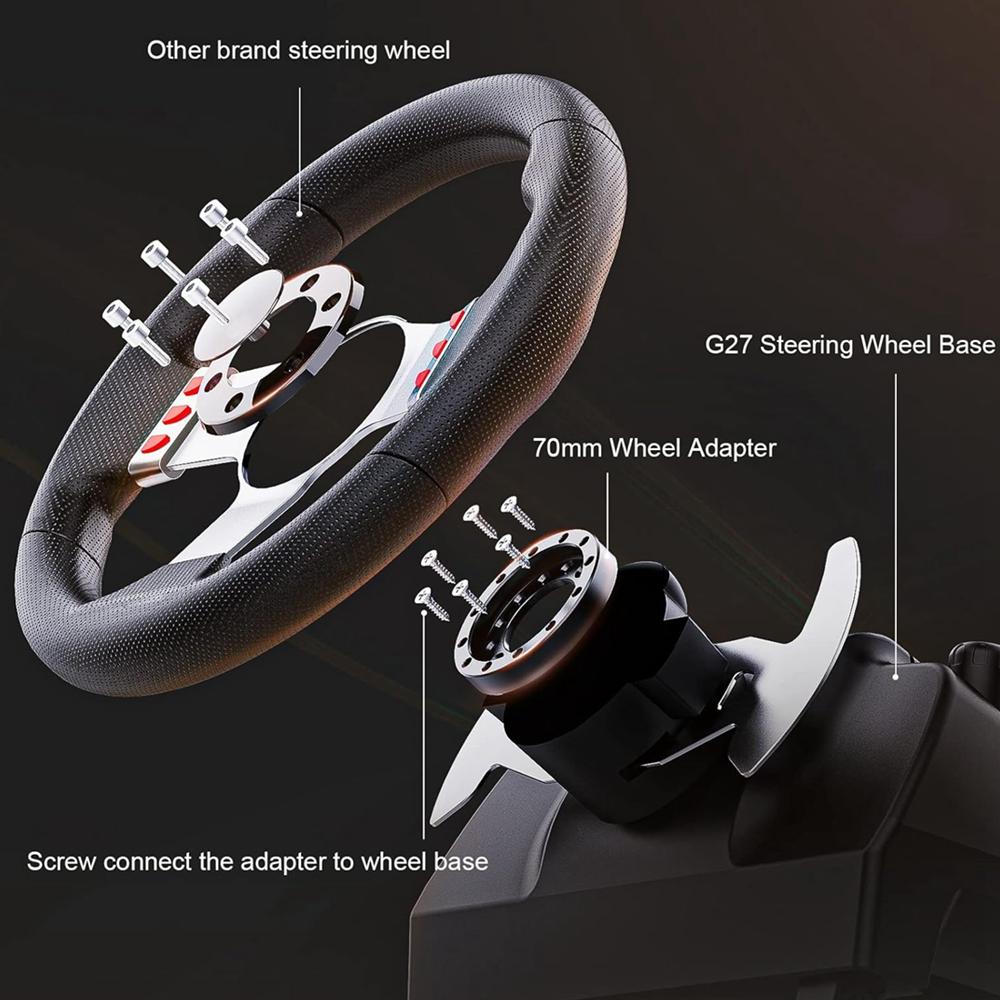 70MM Racing Steering Wheel Adapter Plate Aluminum Steering Wheels Modification Set For Logitech G25 G27 24 Hole Adapter