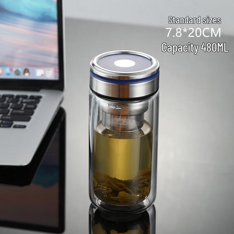 Shangqi Chubby Double Wall Glass Tea Infuser Mug