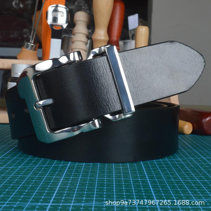 Men'S First Layer Cowhide Pin Buckle Belt Stainless Steel Head Men'S Belt 3.8Cm Wide Men'S Belt