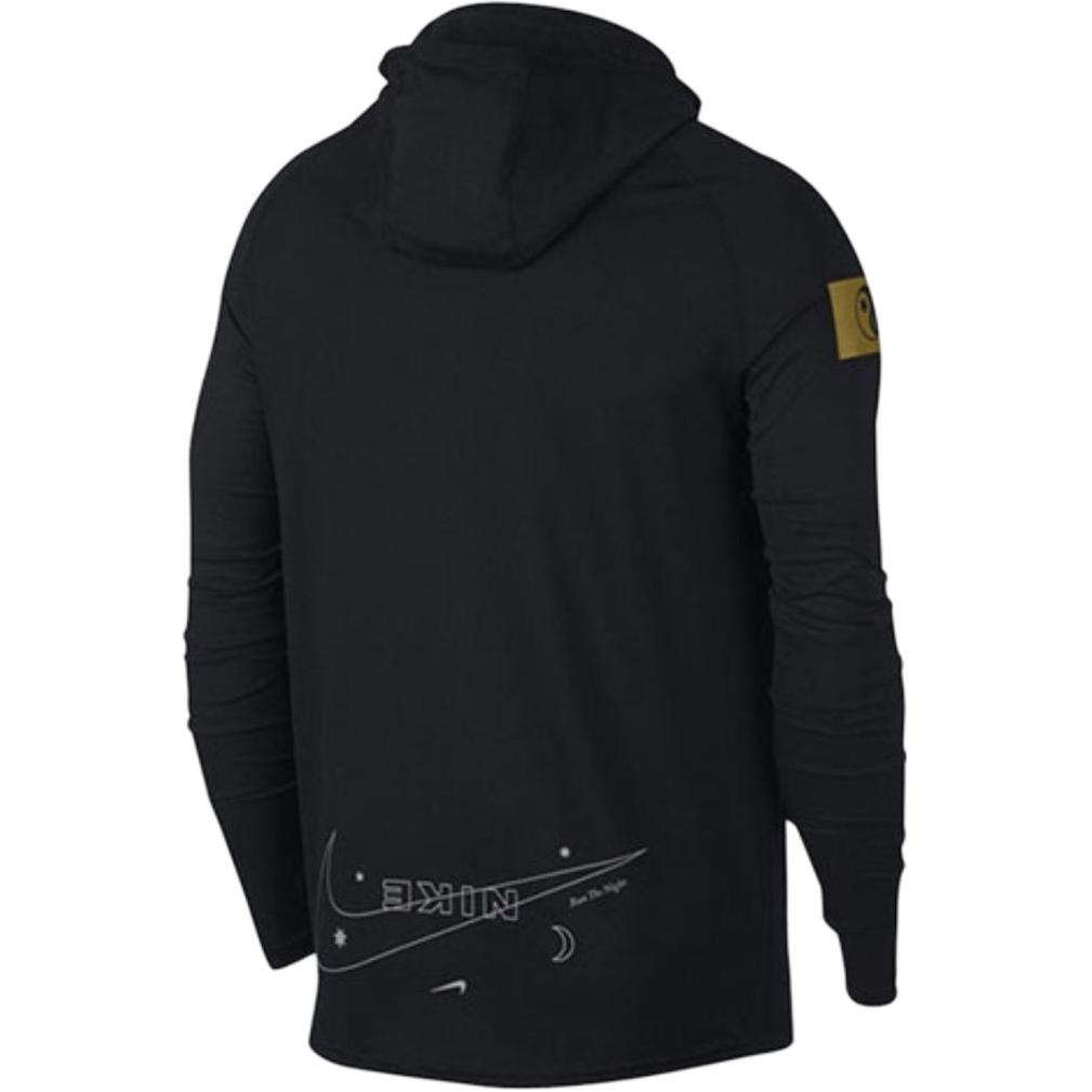 Nike Logo Print Solid Hooded Zip Jacket Men Outerwear Black AV2920-010