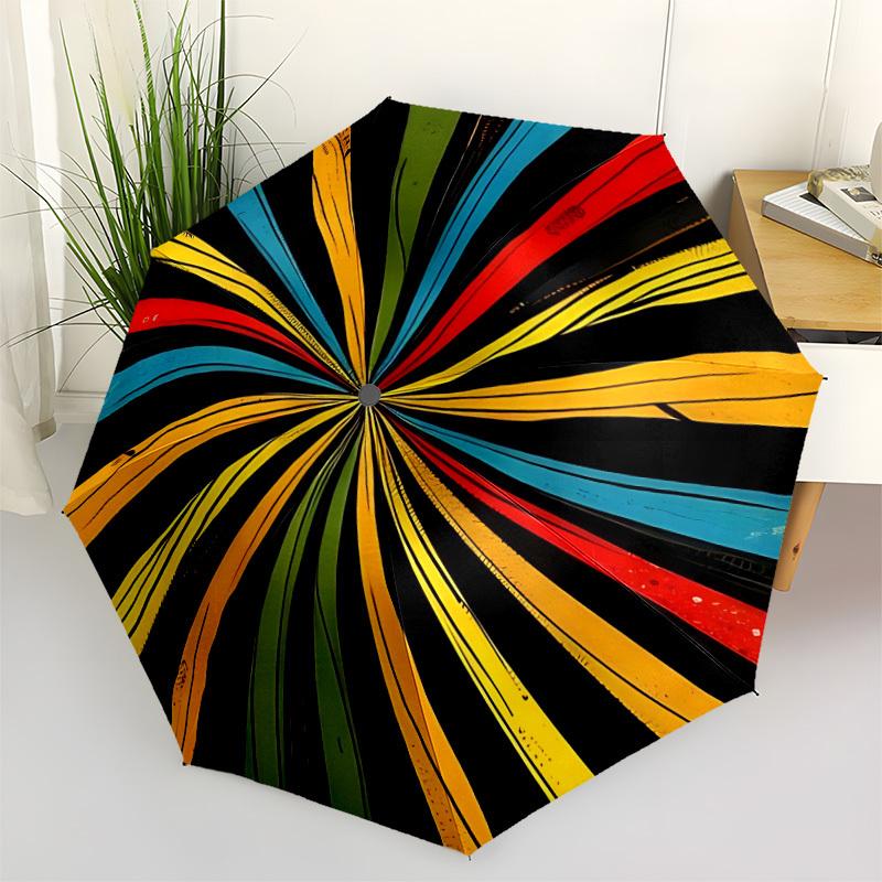 1pc Color Wheel Automatic Folding Umbrella Compact Lightweight Travel Umbrella with 8-Rib Sturdy Frame, Windproof & Self019