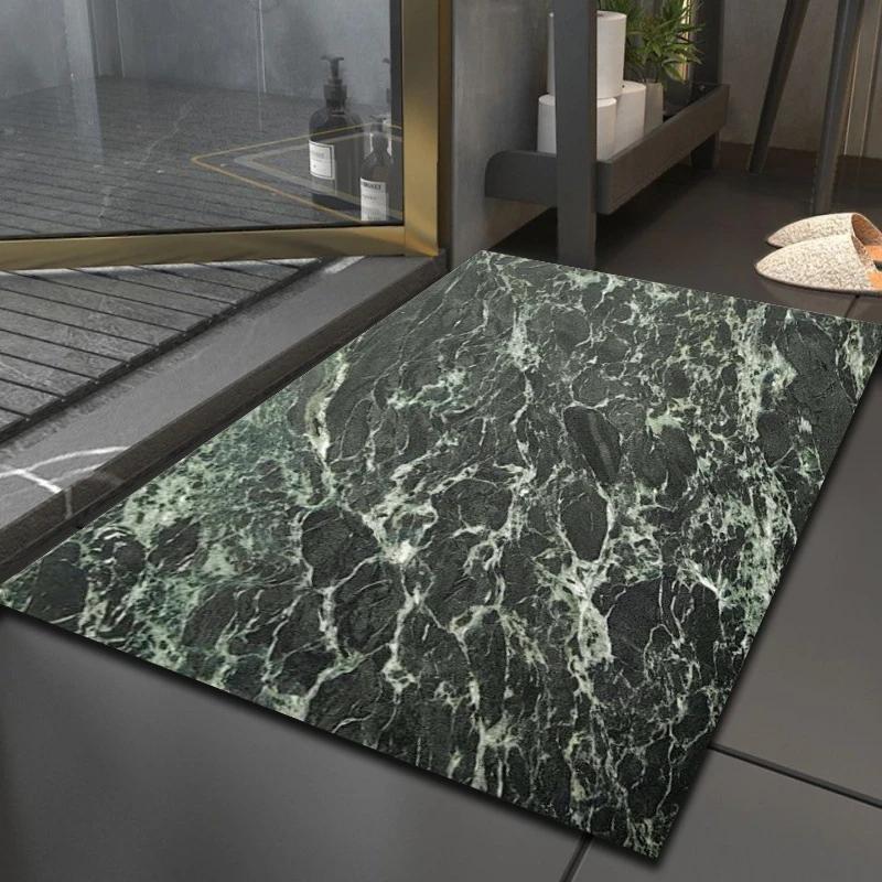 Bathroom anti slip absorbent mat with luxurious marble pattern toilet quick drying floor mat bathroom rug toilet mat