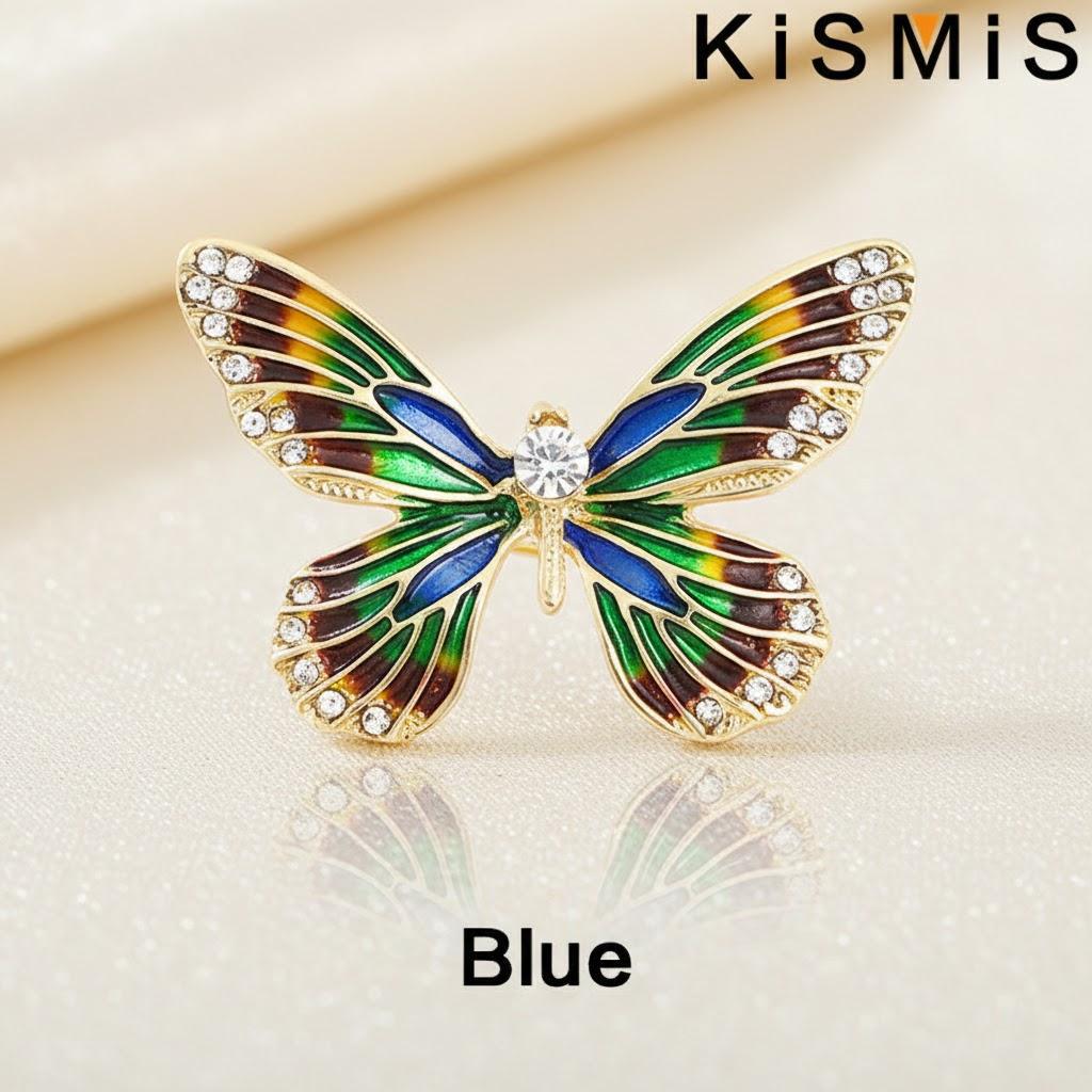 

Butterfly Brooch for Women Men Fashion Coat Suit Lapel Pin Accessories Micro Inlaid Zircon Crystal Metal Badge Elegant Gift синий