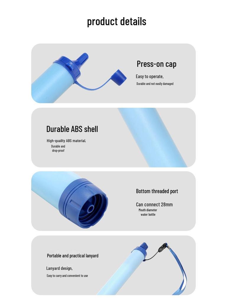 Portable Emergency Water Purification Straw for Camping and Outdoor Filtration