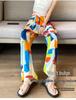 Plus Size Women's High-Waisted Tie-Dye Wide-Leg Summer Pants - Ice Silk, Slimming, Casual, Loose, and Draping.