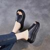 Johnature Ciabatte Zeppa Donna Suola Spessa Vera Pelle Comode Retro Sandali da Esterno