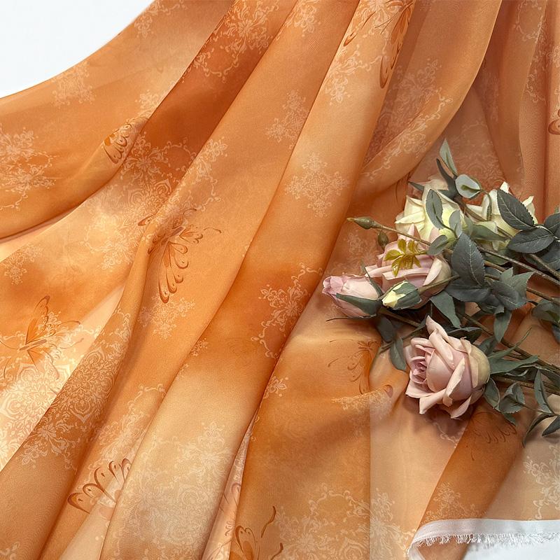 300/500cm Butterfly Dyeing Chiffon Fabric Printed for Handmade DIY Sewing Chinese-style Hanfu Clothing Dresses Cloth