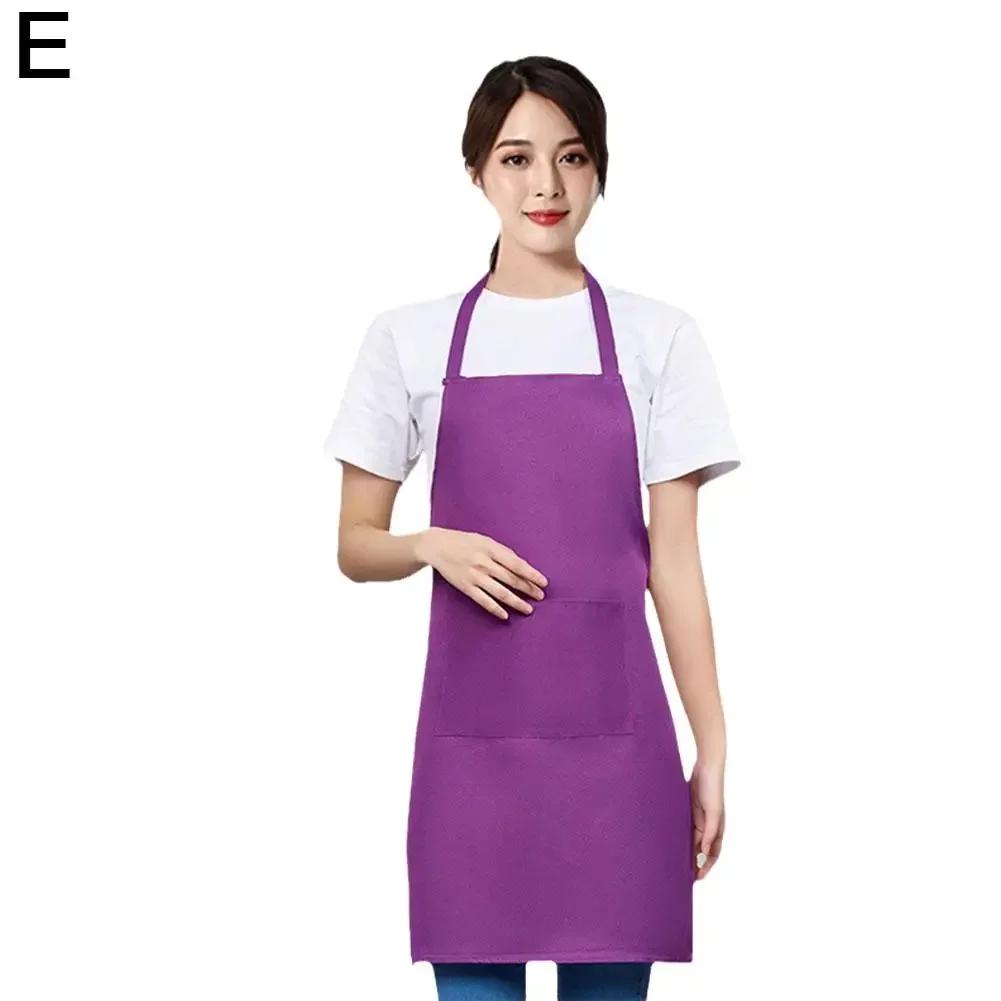 Adjustable Cooking Apron Unisex Waterproof Dust-proof Waiter Hairdresser Apron Chef Dirt-resistant Solid Sleeveless Apron Pocket