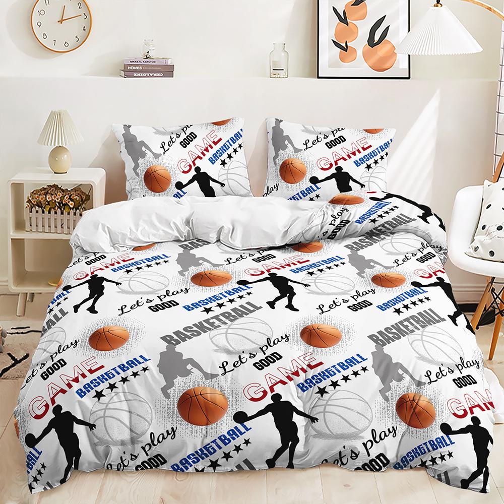 Quilt Cover Basketball Sports Bed Cover Digital Printing Bedding Three-Piece Set