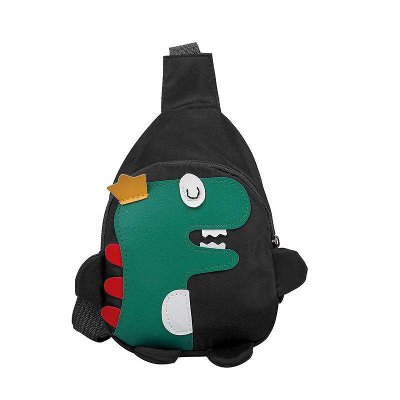 Dinosaur pattern nylon shoulder bag kindergarten daily matching contrasting color sewing line children's small bag milk dragon messenger bag