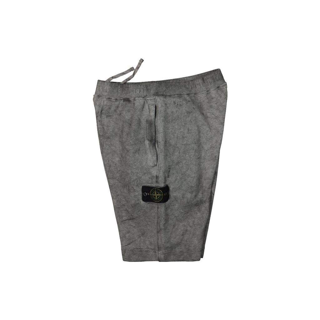 STONE ISLAND Patch Logo Fleece Shorts 'Melange Black' Men's 741563690-V1M29