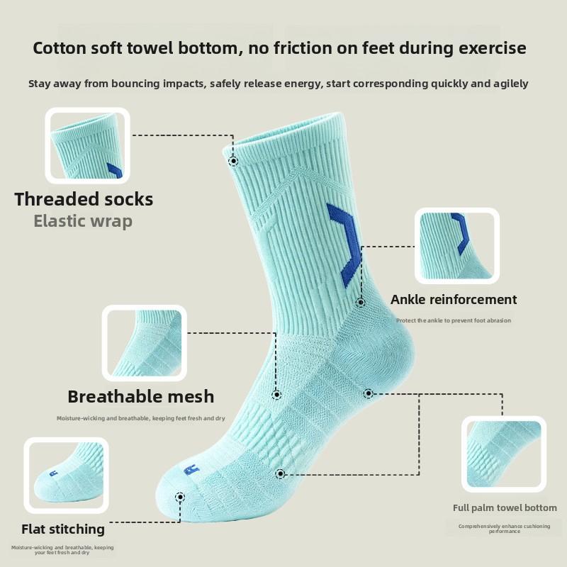Real Basketball Socks - Anti-slip and Durable Sports Socks with Breathable and Moisture-absorbing Towel-like Soles for Running.