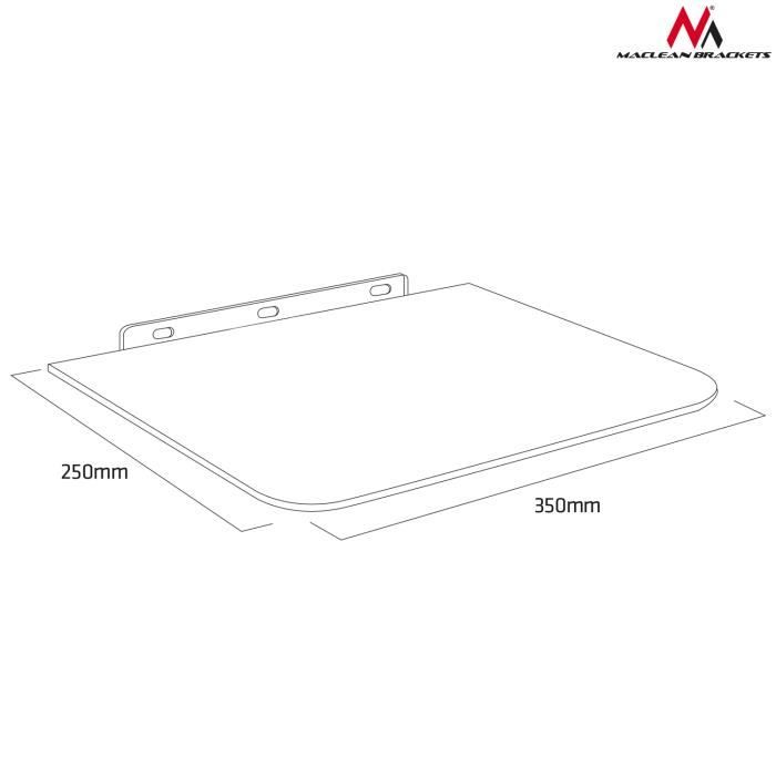 Support pour équipement RTV - Maclean - MC-738 - Verre trempé - Charge max 10 kg - Noir