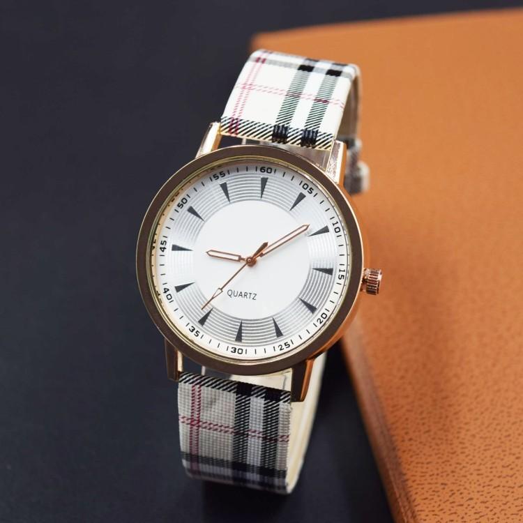 Fashion Plaid Student Watch With Quartz Movement For Casual Women