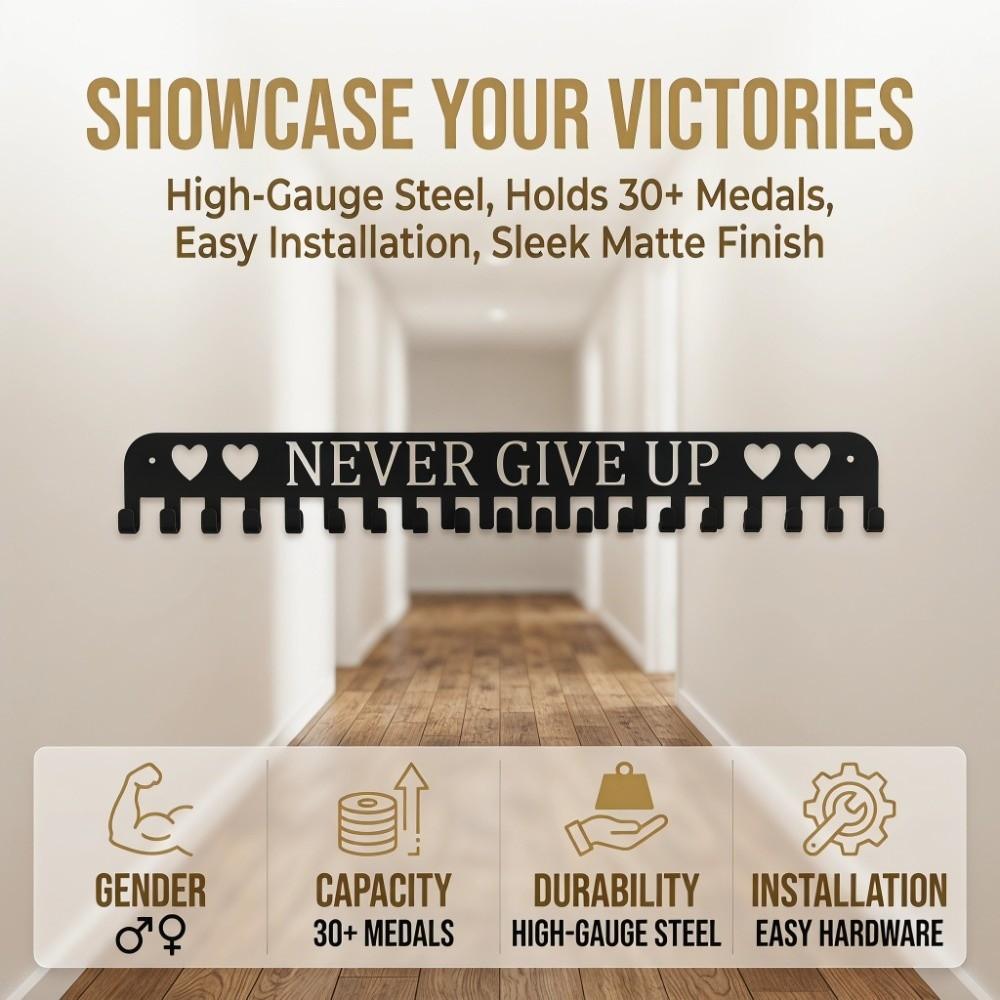 Large Capacity Medal Display Rack Sturdy Wall Mounted Award Hanger Holder Black Easy To Install Medal Hook Award Holder